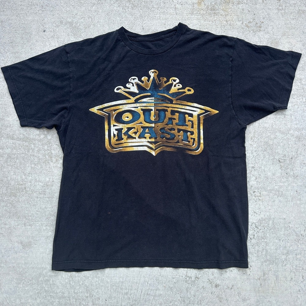 Outkast Graphic T-Shirt XL Black Y2K Hip Hop Spellout Crown Streetwear Vintage